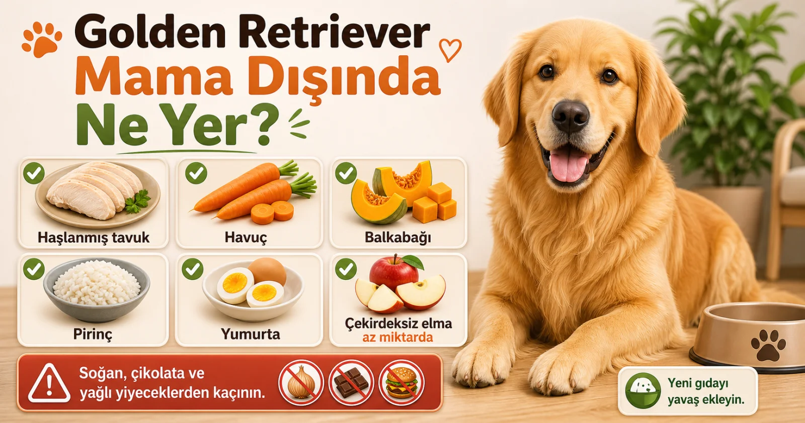 Golden Retriever mama dışında ne yer?