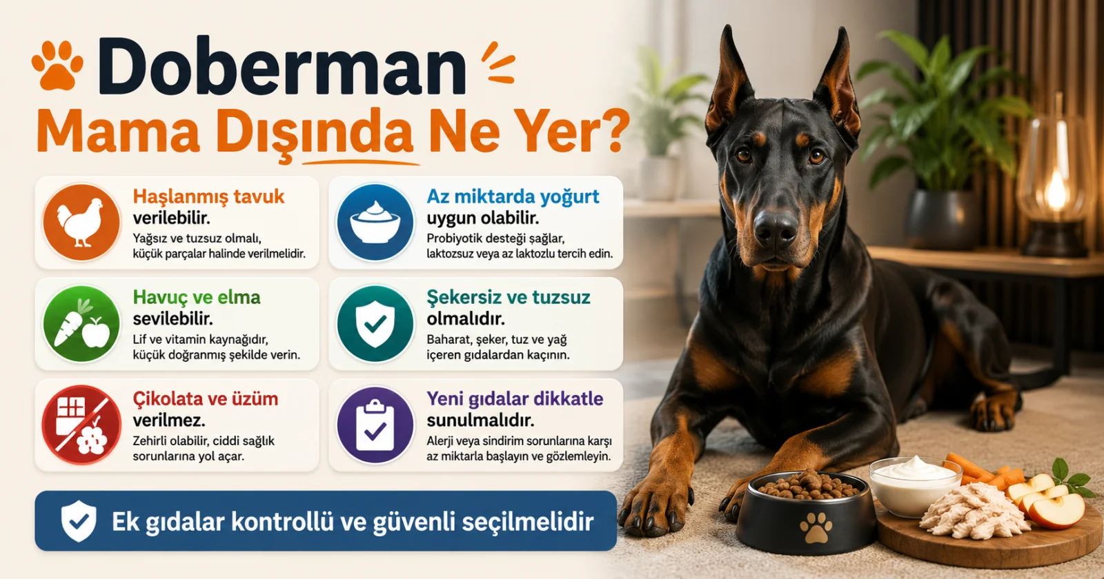 Doberman mama dışında ne yer?